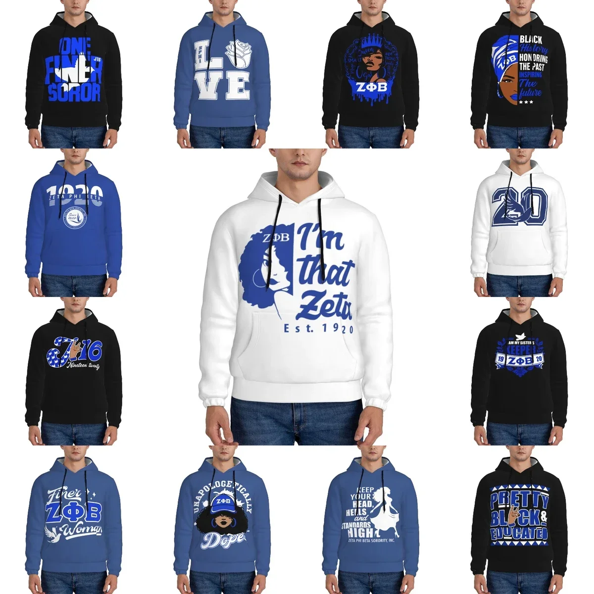 

Zeta Phi Beta ZPB Sorority Men's Pullover Hoodie Casual Hooded Sweatshirt Best Hoodies Sportswear Tracksuit with Pocket