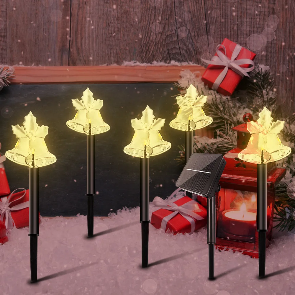 

Solar Christmas Bell Pathway Lights Outdoor 5 Stake Lights for Lawn Yard Walkway Backyard Garden Decor Snowflake Lighting 729