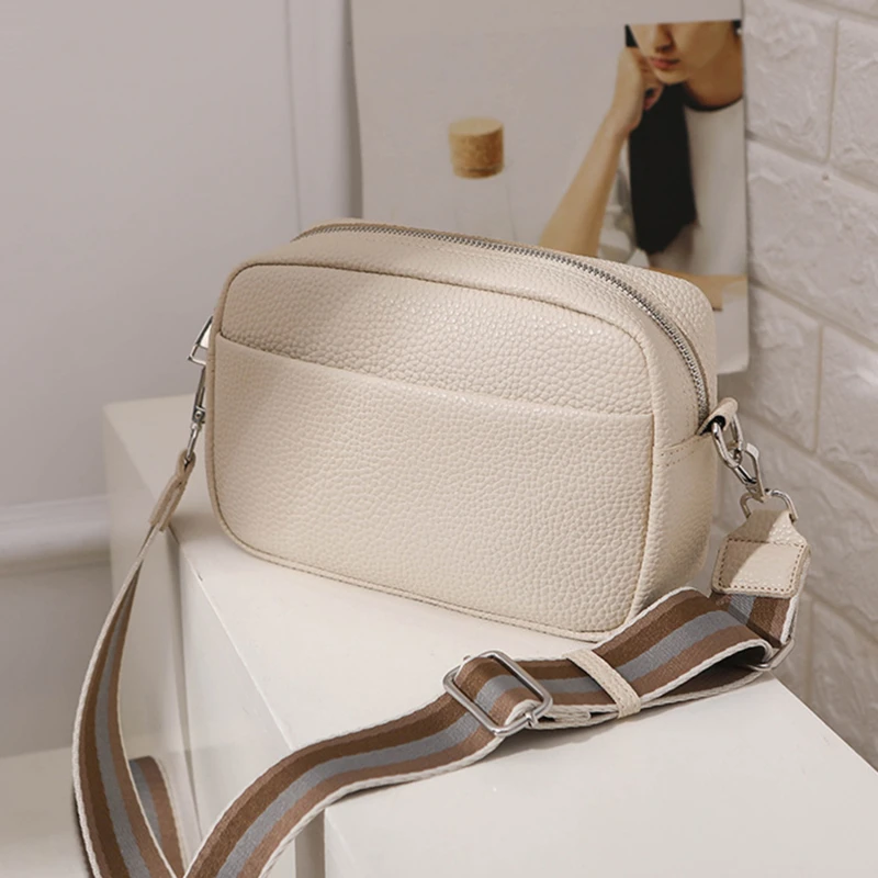 Wide Strap Women Crossbody Bags Solid  Ladies Handbags Luxury Square Women Bags Shoulder Crossbody Sling Bags for Femele