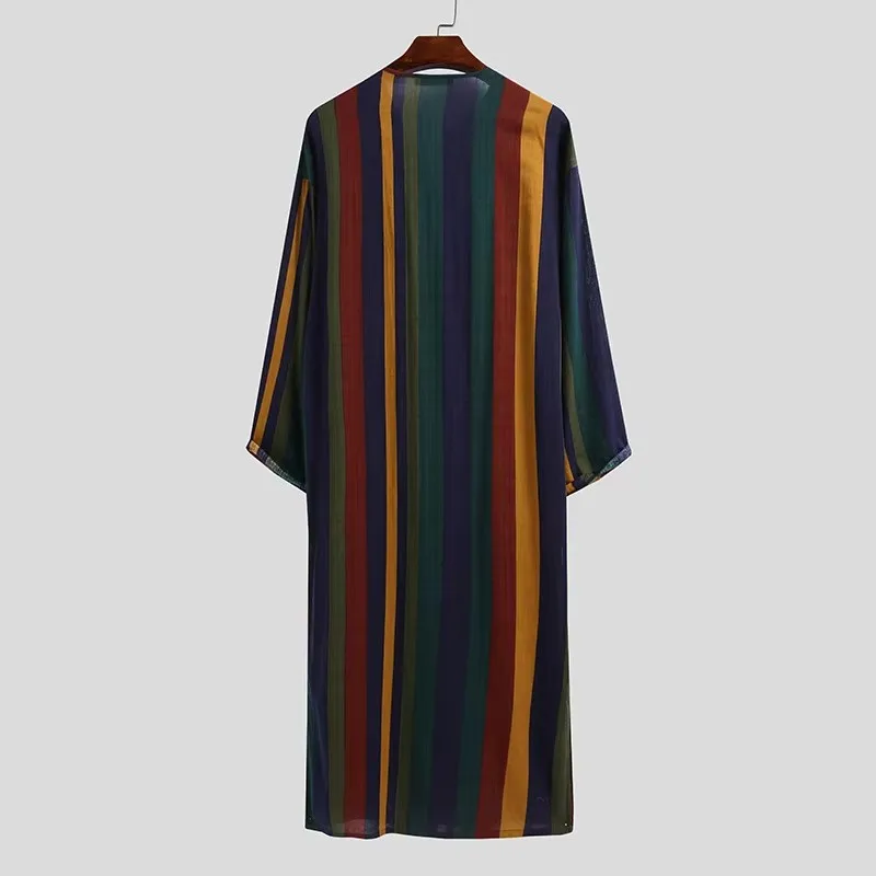 Jubba Thobe For Man Islamic Muslim Clothing Fashion Moroccan Saudi Arabic Dubai Oman Adult Stripe Long Plus Size Casual Kaftan