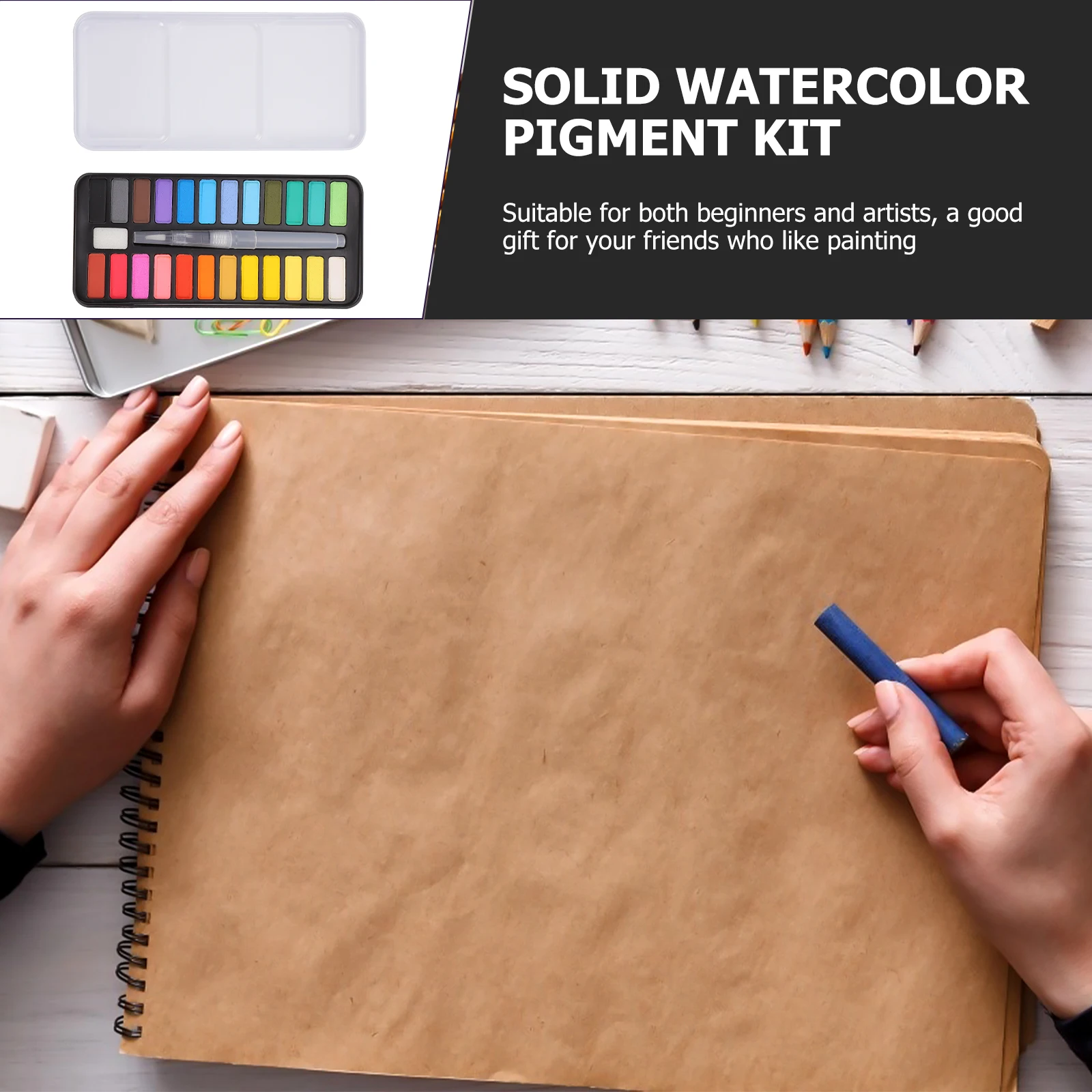 

1Set Solid Watercolor Paint Kit Vibrant Pigment Practical Compact Portable Sketch Kit Ideal Beginners Artists Students Painting