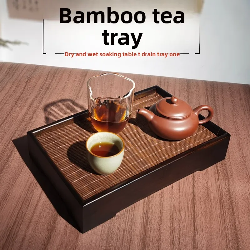 

Bamboo Tea Tray, Rectangular Outdoor Storage Tea Table, Compact Home Dry Brew Tray, Office Meeting Room Tea Se Minimalist