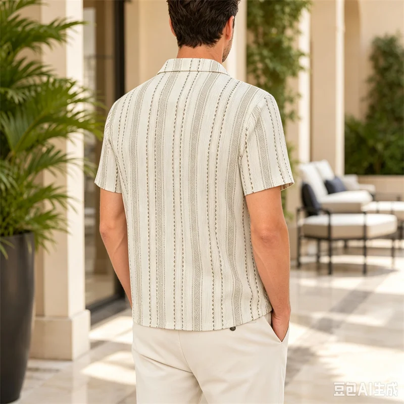 2026 Summer New style Men's jacquard half-zip short-sleeved polo shirt Men turn-down collar casual breathability sports T-shirt