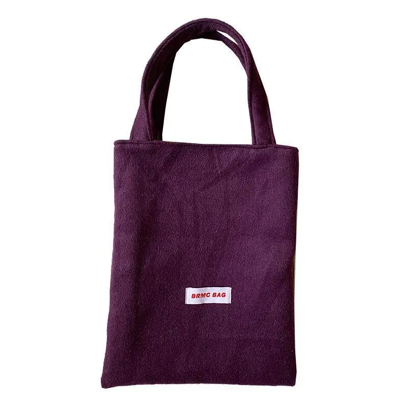

Women's Purple Mini Fleece Top Handle Tote Bag Casual Small Handbag for Daily Commute Shopping Travel