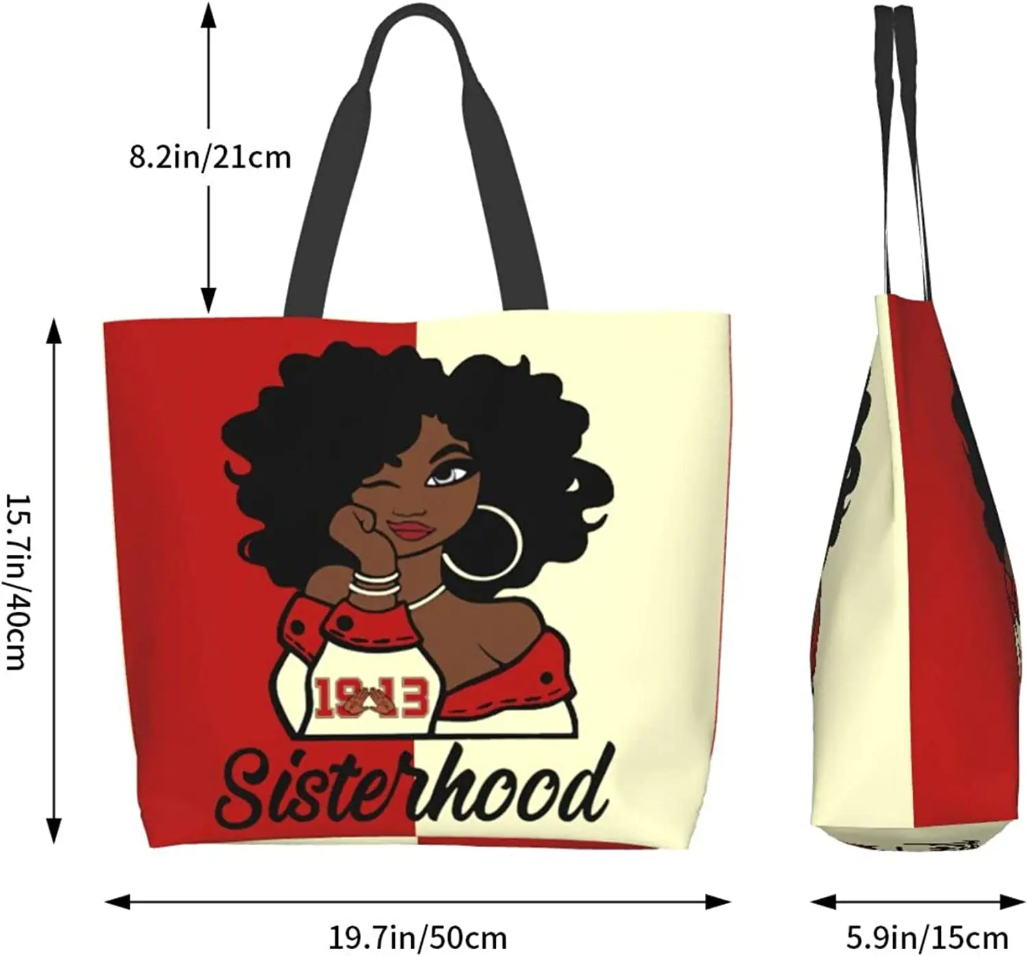 Black Woman Sorority Tote Bag Aesthetic Vintage Designer Handbags for Women Shopping Bags with Travel Grocery Shopping