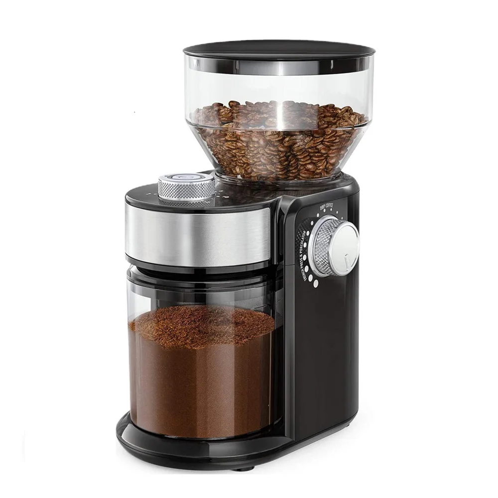 Electric Coffee Grinder Burr Grinders Flat Wheel Coffee Grinding Machine Burr Mill 18 Levels Adjustable Thickness Coffee Grinder