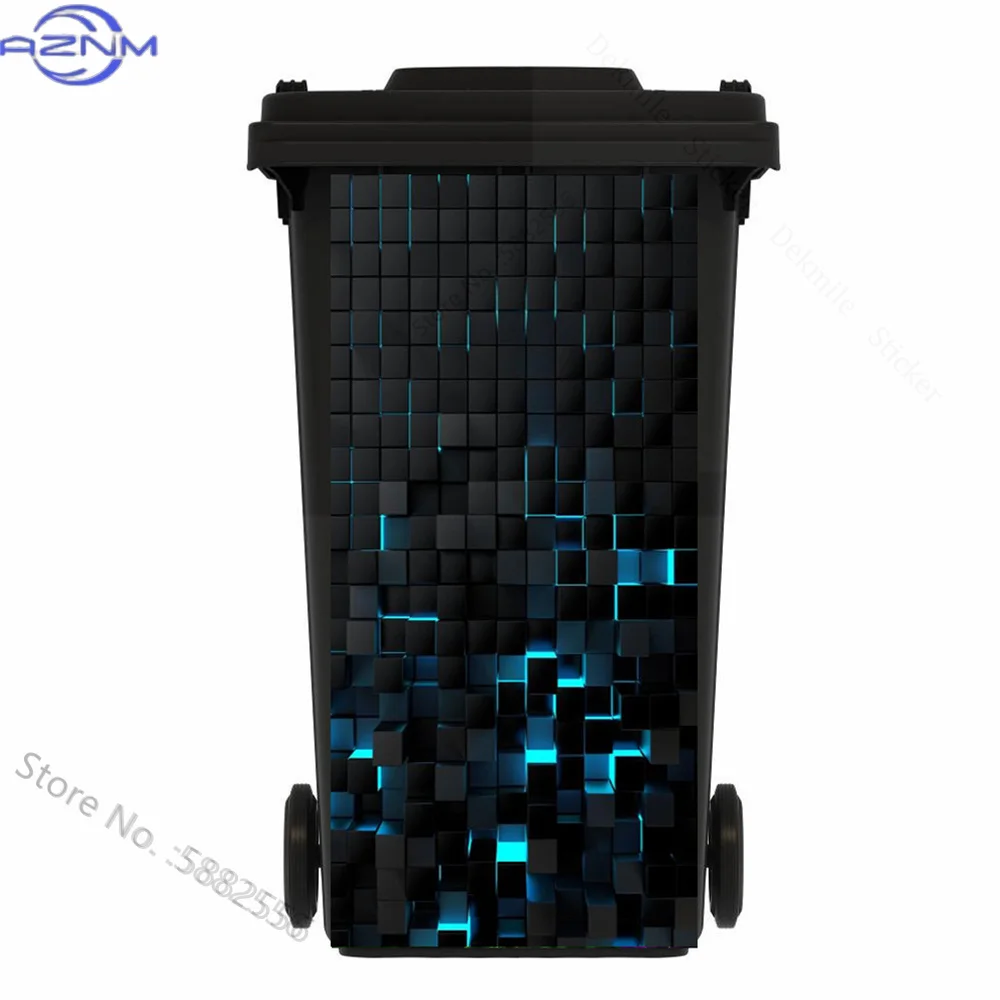 Cat Geometry Scenery Outdoor Trash Can Sticker Waterproof Removable Motorcycle Mural DIY Trash Can Lid Decal Home Decor Sticke view 2