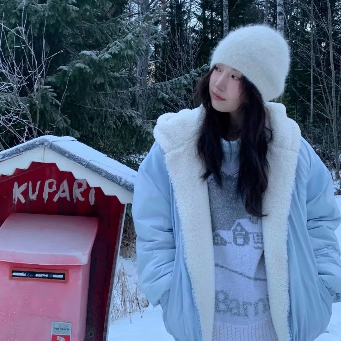 

Double-Sided Wear Lamb Fur Hooded Jaet Sweatpants Outdoor Casual Dongda Gate TheBarnnet Women's ort Coat Commute Sle