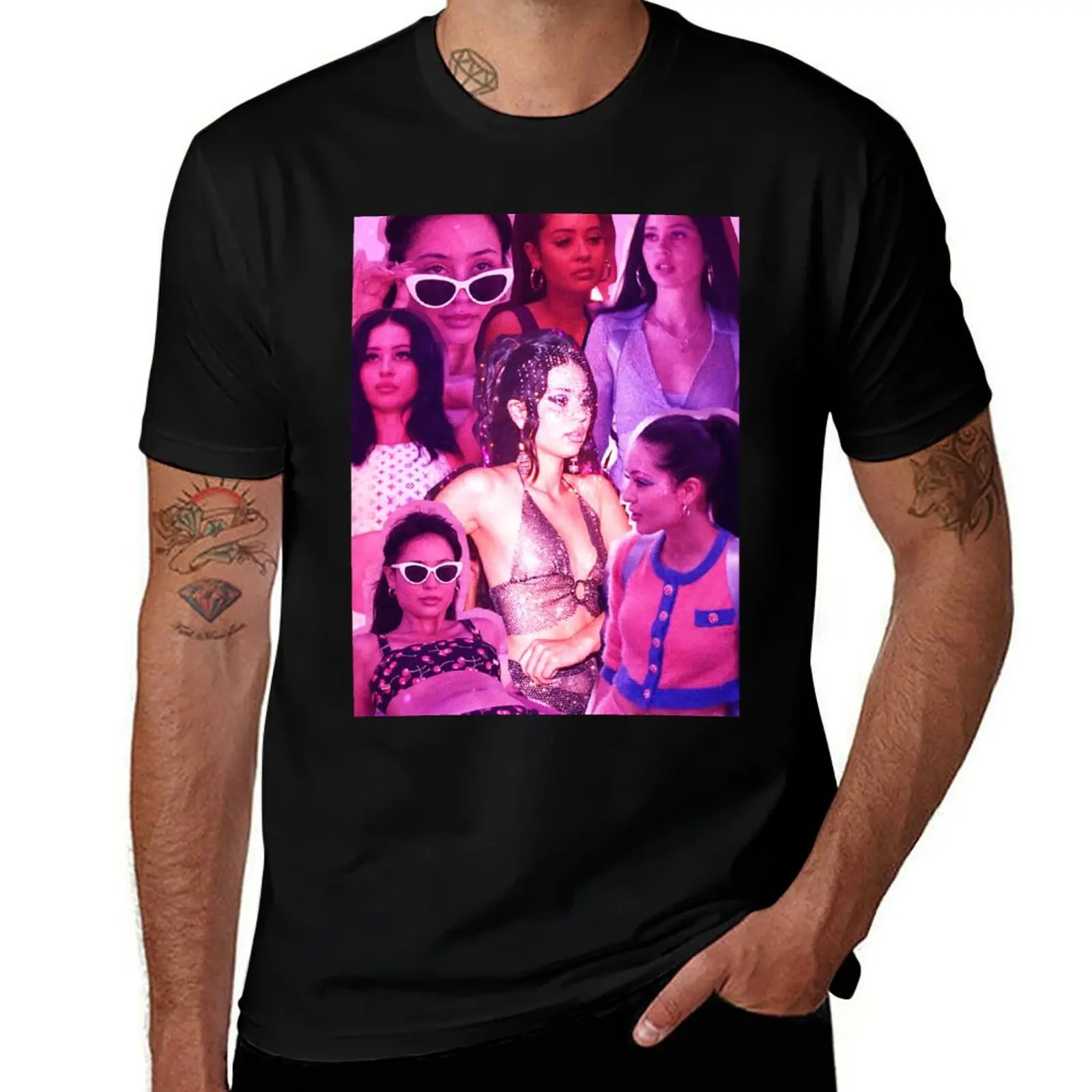 T-shirt Euphoria Maddy Pink Collage, T-shirt de couleur unie, grande taille
