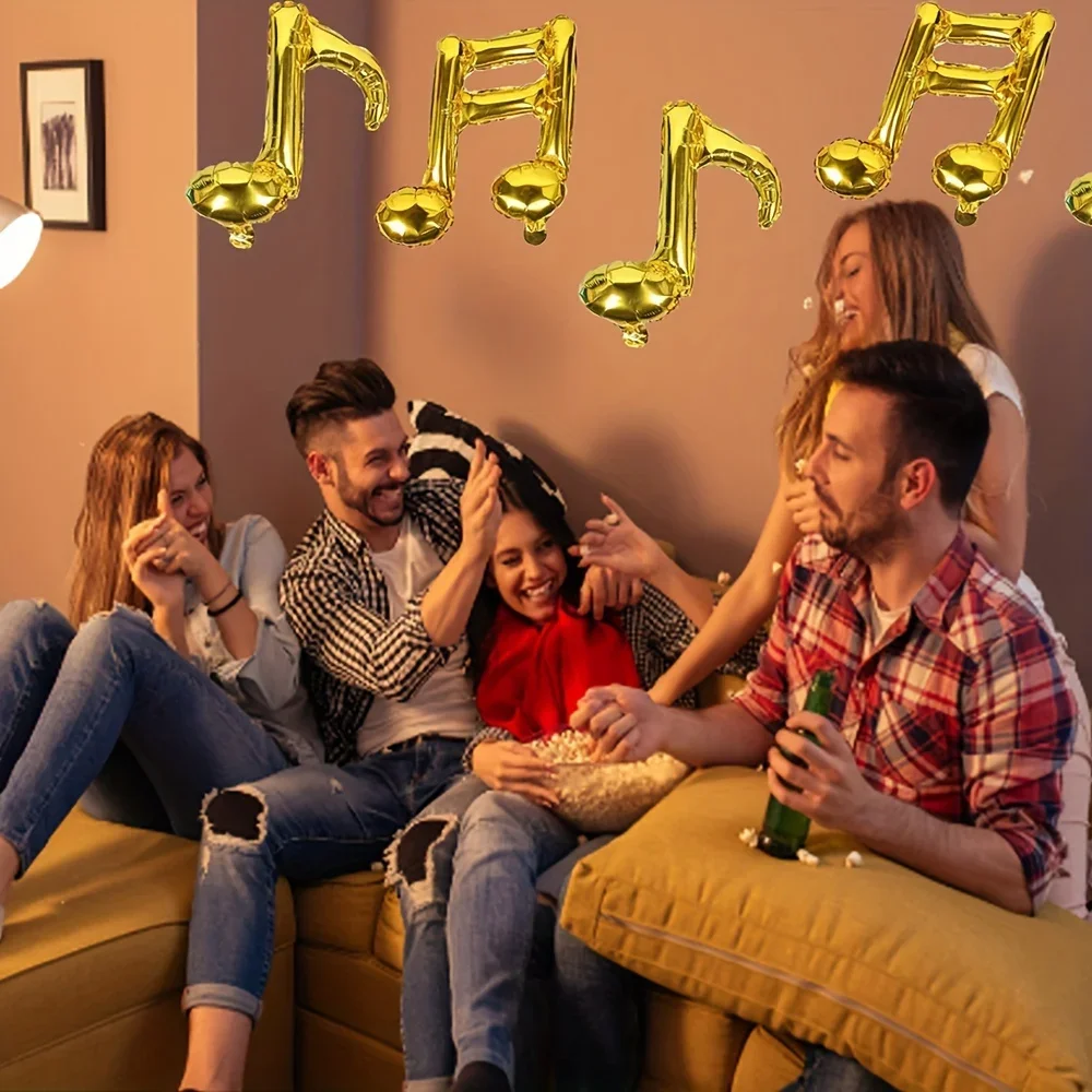 10 Stück Schwarz Rot Gold Musikalische Einzel- und Doppelnote Folienballon Sänger Rock Disco Musik Thema Dekoration Geburtstagsparty Zubehör – Detail 12