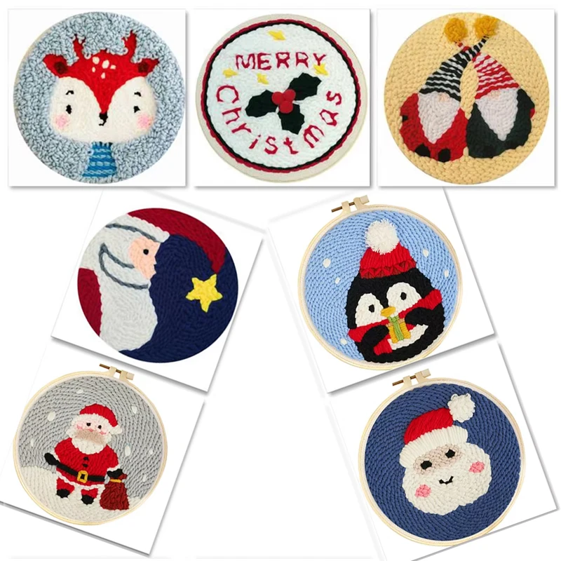 

New DIY Punch Needle Embroidery Set For Beginners Home Sewing HandCrafts Kit Handmade Punch Needle Poke Christmas Pattern