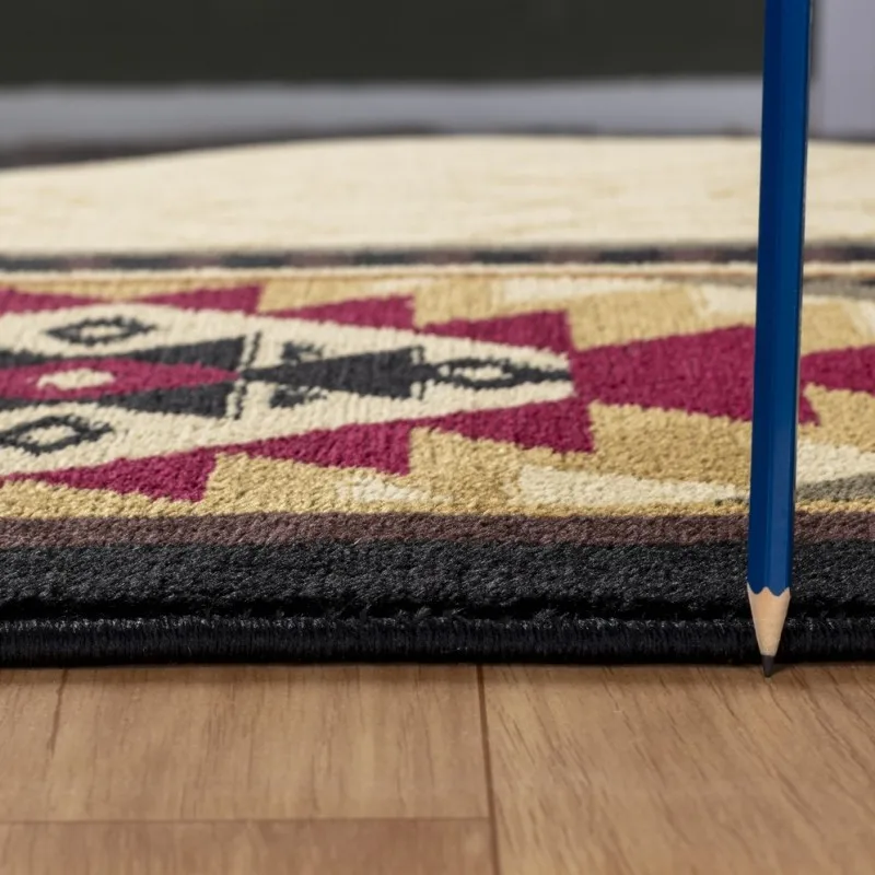 Tribes GC_YLS4007 Cremefarbener, 90 x 90 cm großer Teppich für den Südwestbereich