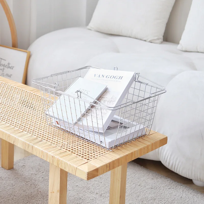 

Snack storage basket, mobile small cart, storage rack, small red book, same style handle, shopping basket