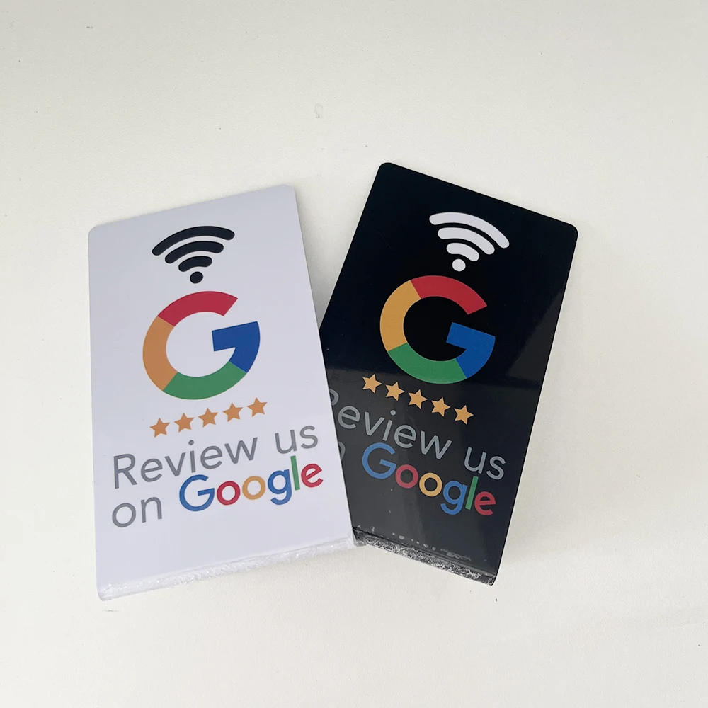 NFC 215 Programmable for Google Review Acrylic Stickers Card NFC Station Table 13.56Mhz Waterproof NFC Review Card