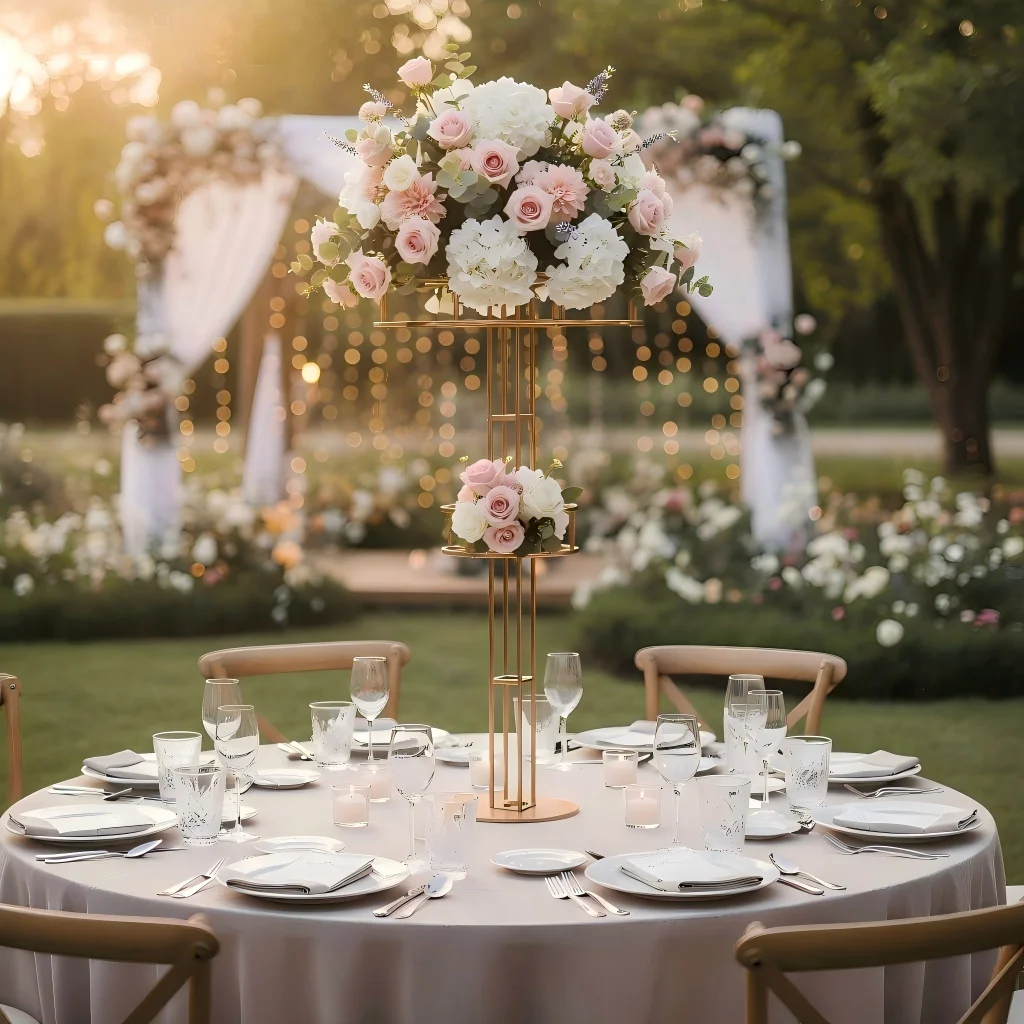 

Двухуровневая подставка для цветов на свадебный стол 120 см, декор для свадебного торжества на открытом воздухе