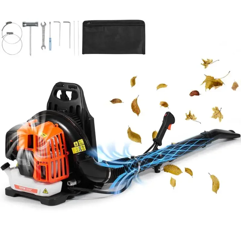 VEVOR Backpack Leaf Blower, 2-Cycle Leaf Blower with 1.37L Fuel Tank, 480CFM Air Volume 175MPH Speed