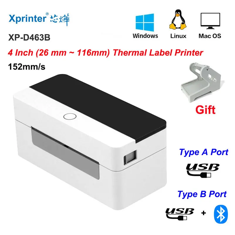 Xprinter D463B 4Inch 152MM/S Thermal Label Sticker/Waybill Printer Fedex DHL UPS Barocde Label Priner For Express  Supermarket