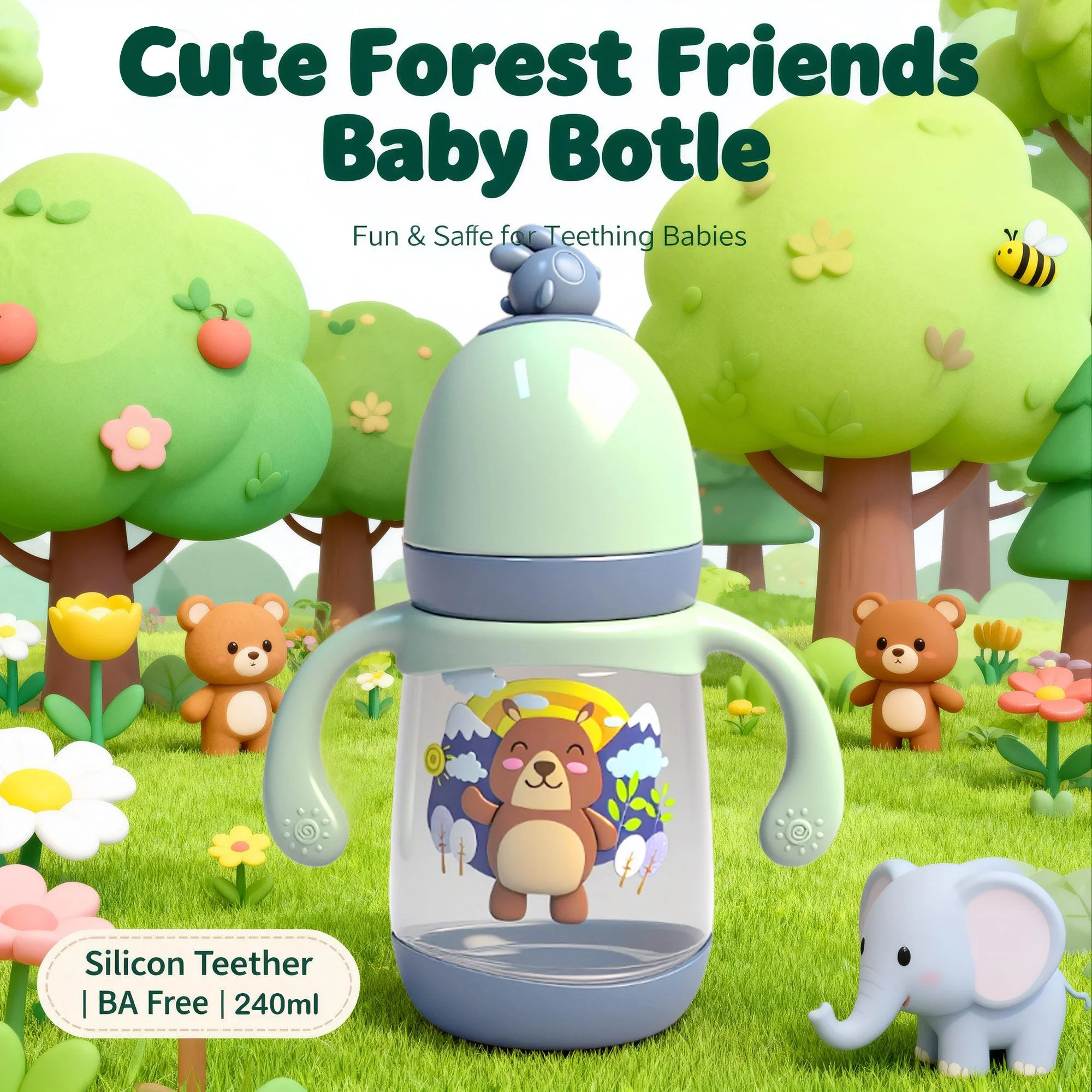

240ml newborn cartoon bottle,BPA-free, cartoon shapebaby Pp bottle, drop-proof and leak-proof baby feedingbottle
