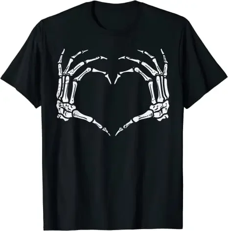 

Skeleton Hands Heart Sign Retro Halloween Costume Women Girl T-Shirt Gift Graphic Tee Top Streetwear Gothic Style Women Clothing