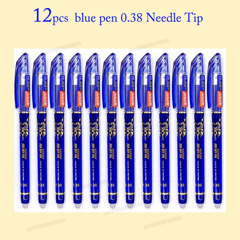 12PCS Erasable Gel Pen Azul Preto Tinta Vermelha 0.5 0.38mm Lavável Handle Caneta Esferográfica Ponta Agulha Rod Estudante Para Escrever Esboço