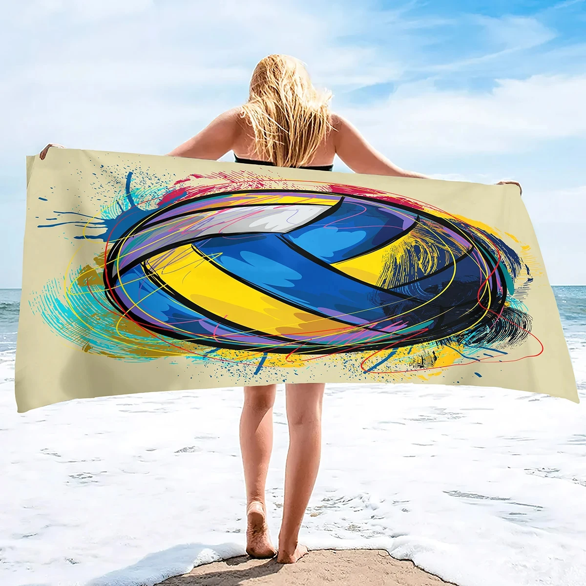 Volleyball Beach Towel Bathroom Swimming Quick Dry Warm Towels Women Men Volleyball Sports Style Outdoor Camping Blanket