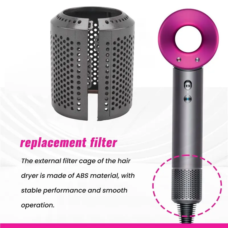 M04K Hair Dryer Inner Filter + Outer Filter Cage For Dyson Hair Dryer HD01 HD03 HD08 Models, With Filter Cleaning Brush Durable view 4