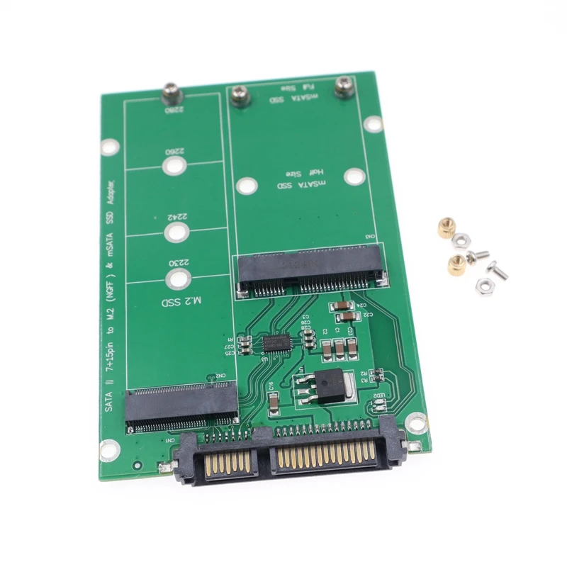 M.2 Solid State NGFF to SATA Adapter Card MSATA Hard Drive to SATA Adapter Card 2-in-1 SATA 2.5