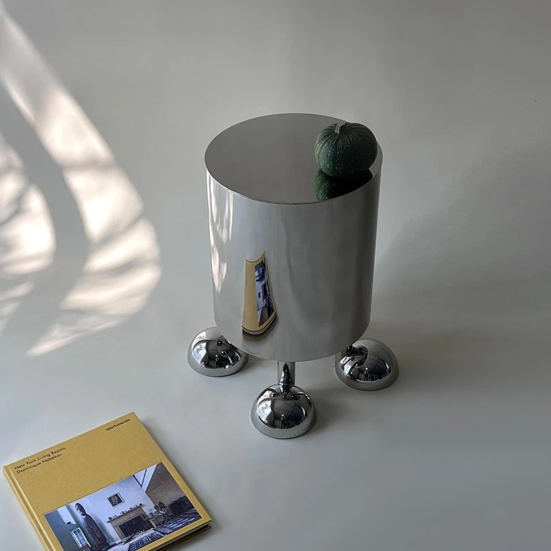 Original design stainless steel storage bucket edge sofa corner bedroom bedside table simple