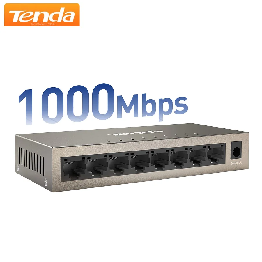 Tenda TEG1008M Full Gigabit Swicth Ethernet Desktop 16Gbps 8Port 10/100/1000Mbps Full-duplex Network 6KV Lightning Protect