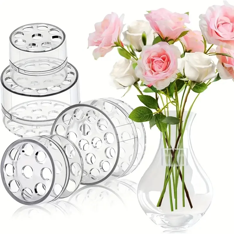 Flower Stem Support Stand, 2025 New Transparent Vase Insert for Bouquet Arrangement & DIY Flower Stems