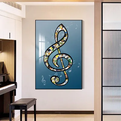 Music Note Decorative Painting Entrance Corridor Crystal Porcelain Painting Piano Room Modern Simple Light Luxury Music Floor Pa