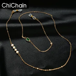 Simple Pearl Gem Sunglasses Sunshade Chain Fashion Metal Mask Chain Glasses Chain Charm Metal Lanyard Glasses Frame Rop
