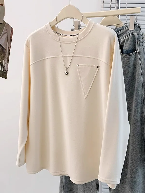 

Утепленная толстовка больших размеров для женщин: модная, повседневная, осенне-зимняя, теплая, свободная, универсальная базовая модель