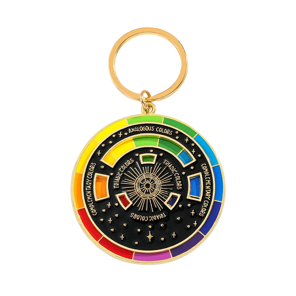 Chromatic Circle Keychain Color Wheel Rotatable Creative Turntable Keyrings