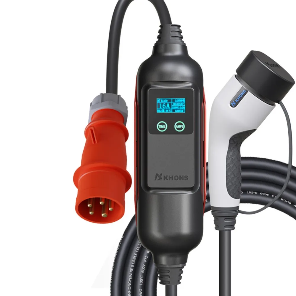 Khons Driefasige 11kW Elektrische Auto Type 2 Draagbare Lader EVSE Laadbox 16A CEE Stekker Elektrische Autolader Wallbox - afbeelding 2