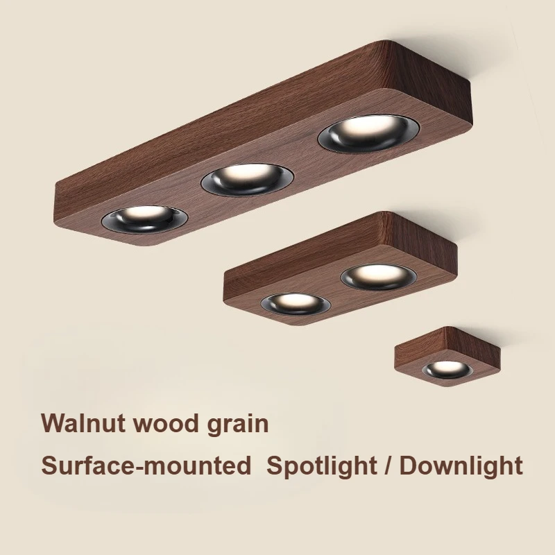 Ultra Thin Surface Mounted Ceiling Light 3.5CM Simple walnut wood grain LED Spotlight Anti-glare Downlight indoor Ceiling Lamps