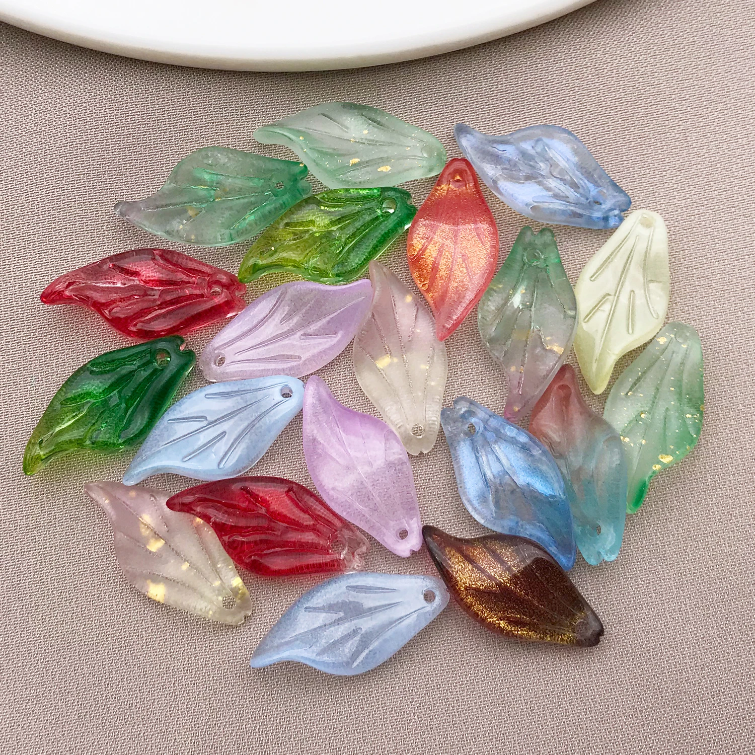 20pcs 9x20mm Transparent Glass Loose Beads Petals Leaf Shape Pendants For DIY Making Jewelry Earing Necklace Accessories ﻿ image 3