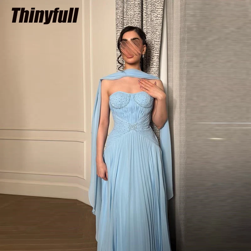 

Вечернее платье Thinyfull А-силуэта из арабского шифона, без рукавов, с бисером, 2026, длинное, для выпускного вечера, на заказ