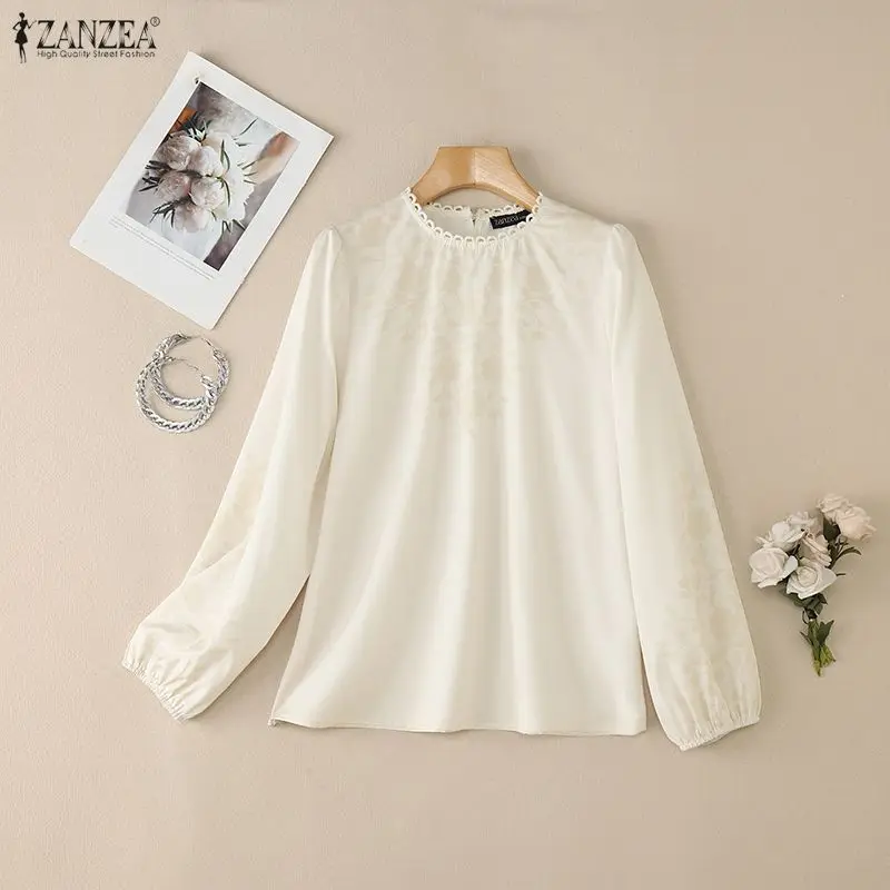 

ZANZEA 2026 Spring Floral Printed Blouse Autumn Blouses Elegant Office Work Shirt Fashion Women O Neck Long Sleeve Tops Tunic