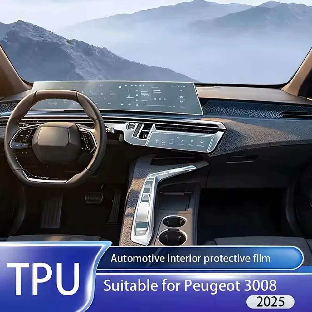 For Peugeot 3008 2025 Car Interior TPU Transparent Panel Film Instrument Panel Navigation Screen Center Console Protective Stick