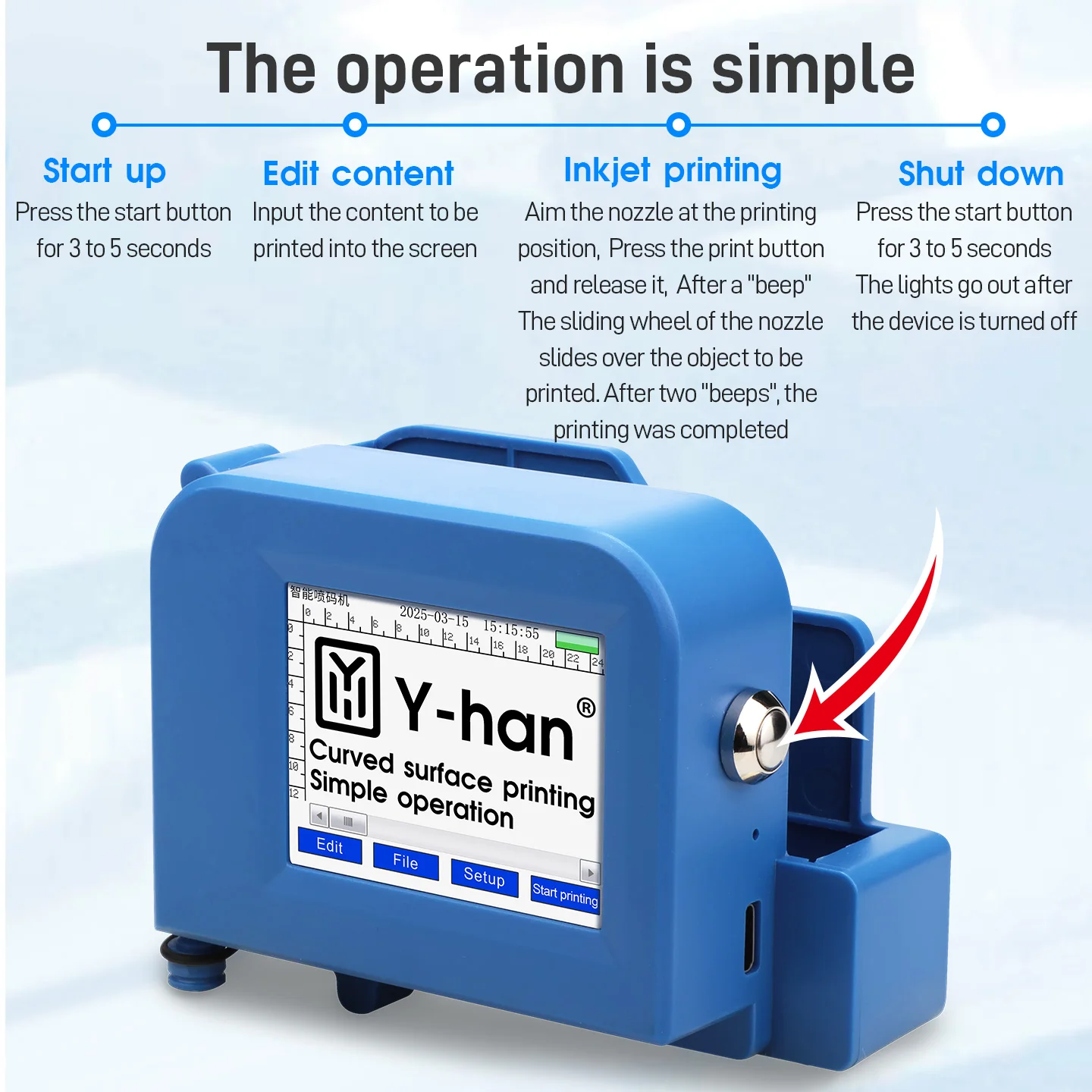 Handheld Mini Inkjet Coding Machine Automatic Date QR Code Barcode Price Number Printer for Food Packaging Bags