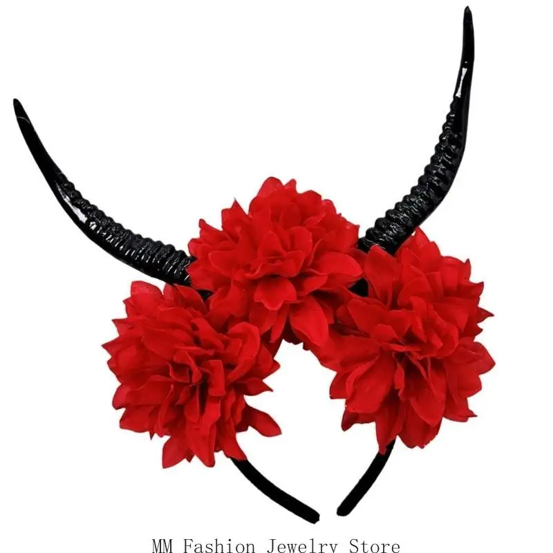 رباط شعر من الراتنج بتصميم قرن الظباء D0UB لأزياء لعب الأدوار وإكسسوارات الشعر لحفلات الهالوين #3