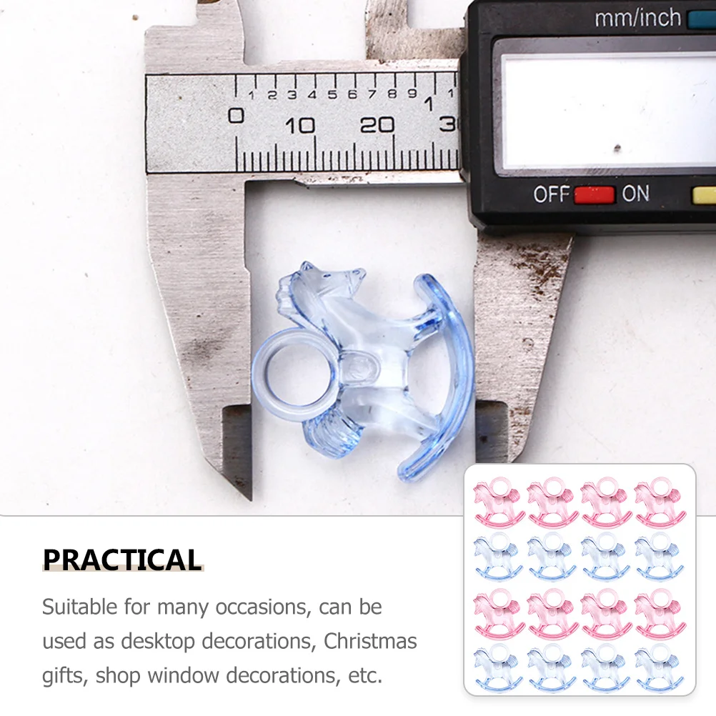 48Pcs Acrylic Rocking Horse Mini House Decoration Safe Odorless Wearresistant Desktop Ornament Rocking Horse Adornment