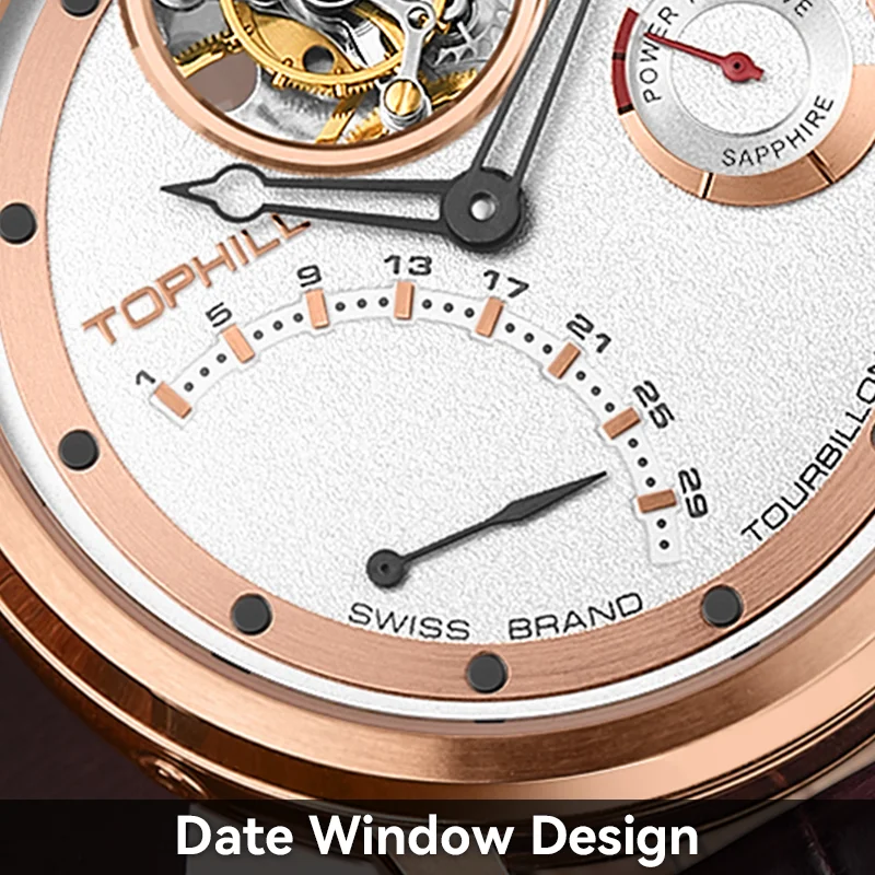 TOPHILL Tourbillon İzle Erkekler için Otomatik Hareket Erkekler Lüks İzle Su Geçirmez Safir cam