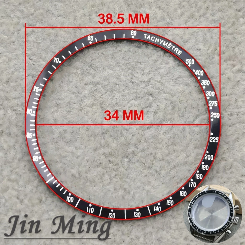 Flat Aluminum Bezel 38.5x34mm Men's Watch Insert VK63 Case Watch Accessories Parts for VK63 Quartz Movement Watches Case Bezel