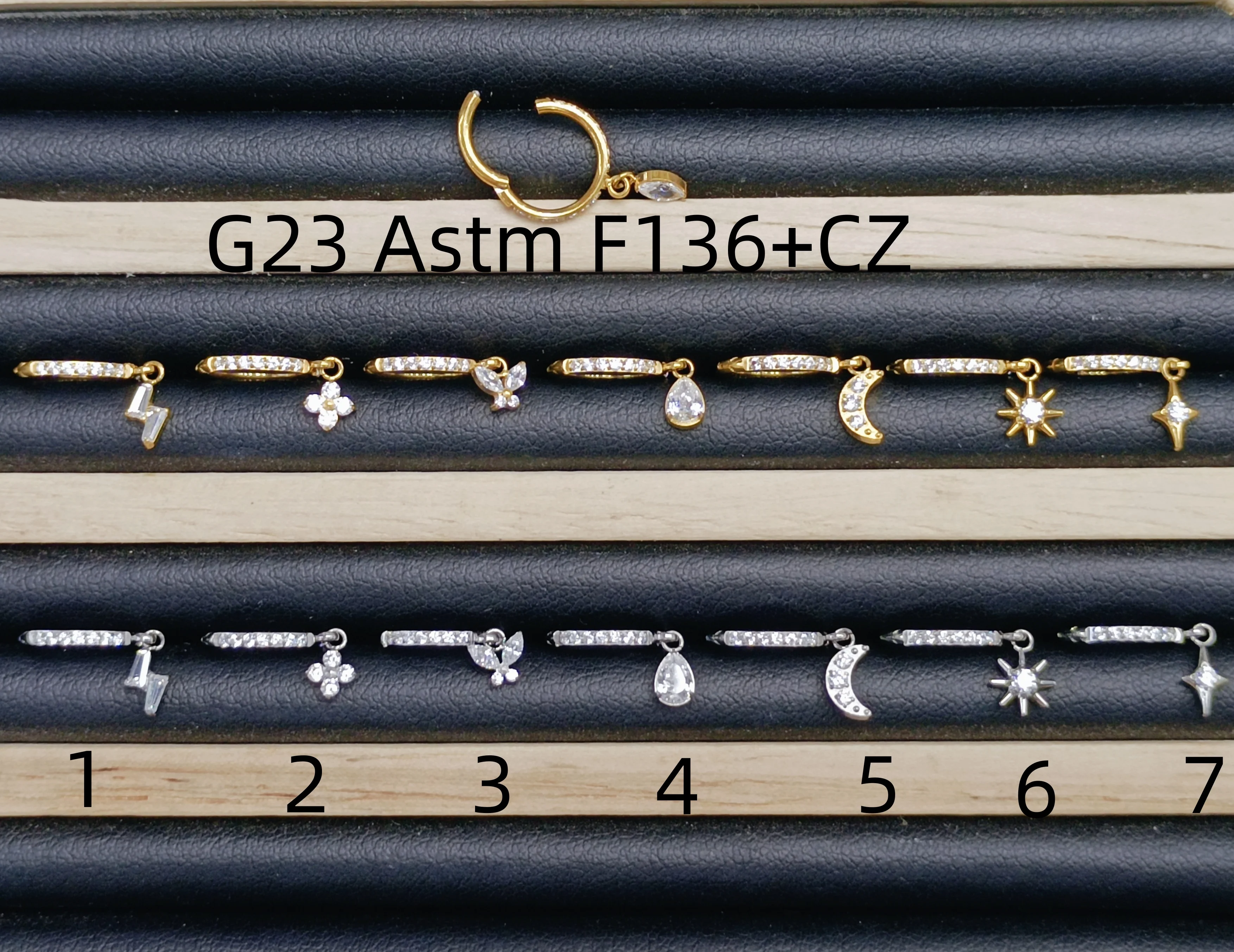 

10 шт./лот G23 титан CZ 1,2x8 мм бесшовные шарнирные кликеры для носа перегородка сегментное кольцо ушная спираль лепестковый обруч для хряща