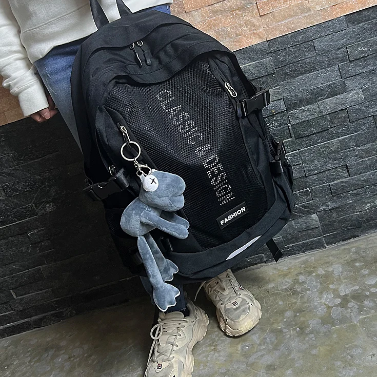 حقيبة ظهر للسفر في الهواء الطلق ذات سعة كبيرة للجنسين، حقيبة كتب بسيطة ومتعددة الاستخدامات للمدرسة الثانوية والجامعة، حقيبة ك...