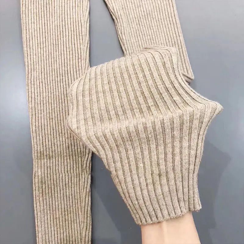 طماق مع المشارب امرأة رفع الملابس ارتداء الشتاء الدفء رشاقته منع البرد مريحة عالية الخصر موضة نقية