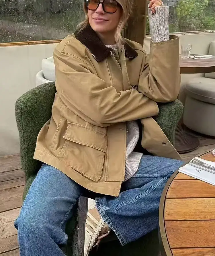 

Повседневное шикарное женское пальто, куртки с длинным рукавом и отложным воротником, пальто, модная весенняя уличная одежда, верхняя одежда ﻿ ﻿