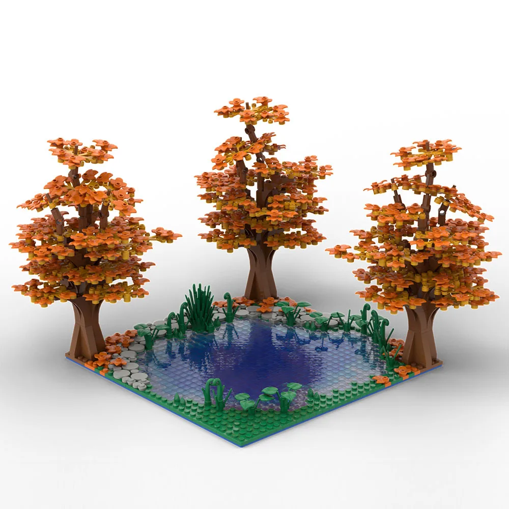 Buildmoc Creative Maple and Lake Forest Tree Rivers idee per paesaggi naturali MOC Building Blocks giocattoli per bambini regali per bambini